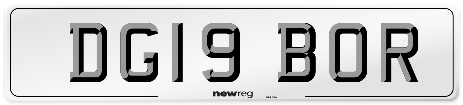 DG19 BOR Number Plate from New Reg